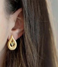 Feder earrings gold green - Image 2