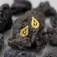 Feder earrings gold green